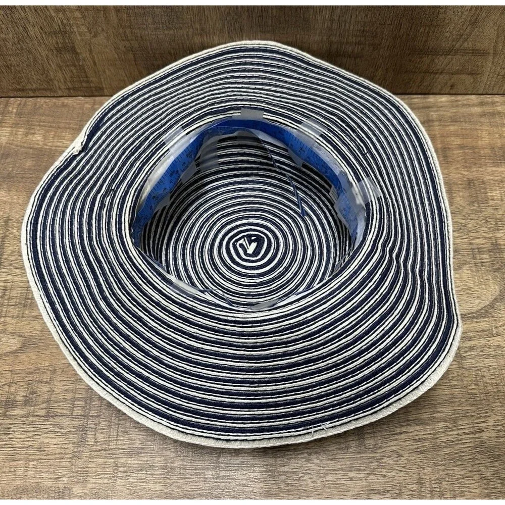 Navy & White Striped Paper straw sun hat By CVS Pharmacy one size fits most